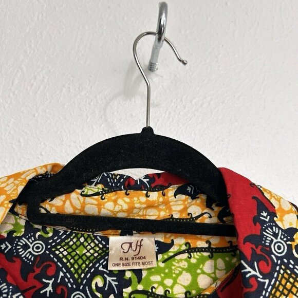 Vintage 90s Multicolor Fit And Flare Short Dress OSFA Hi Lo Hem Artsy Colorful - Picture 6 of 12